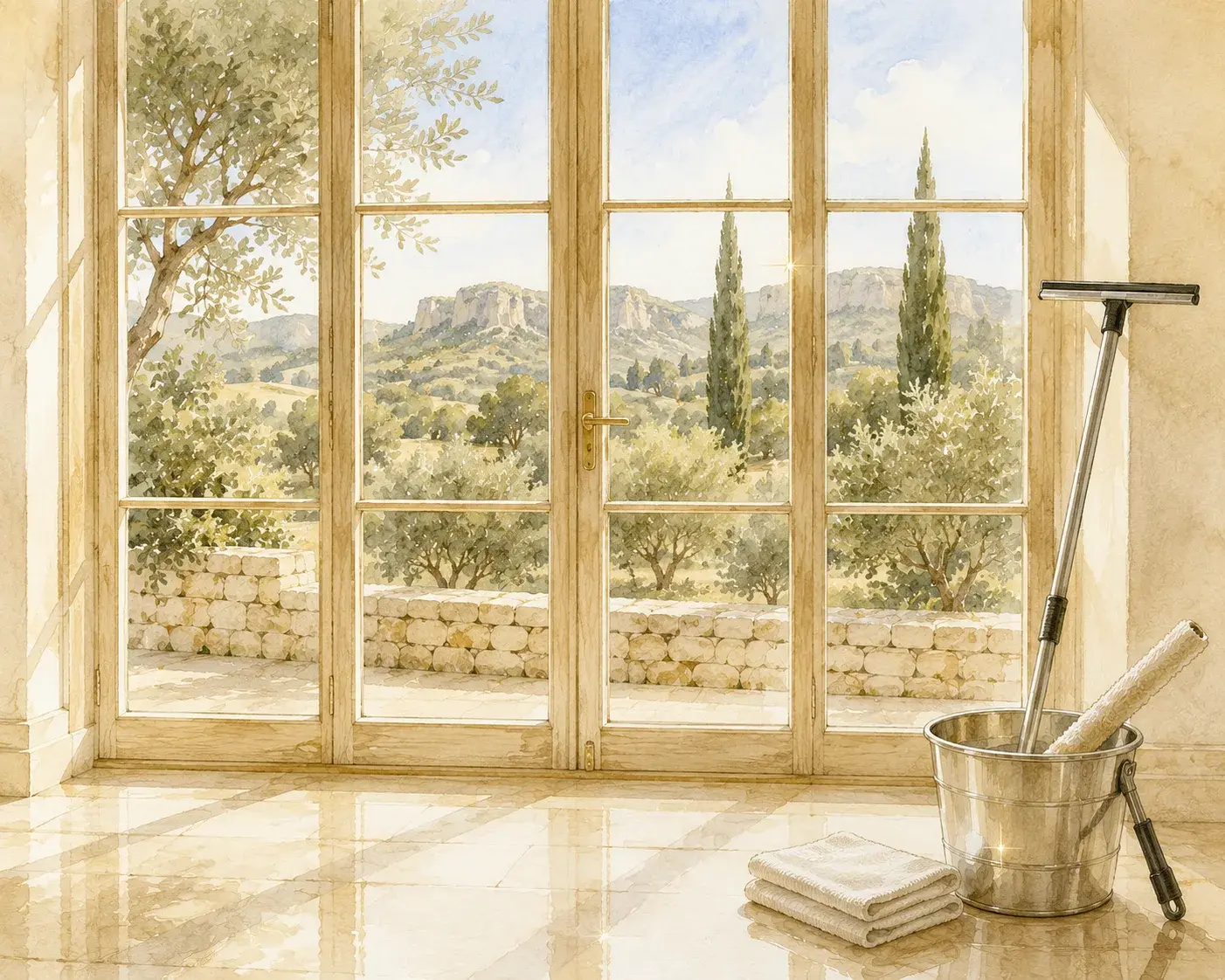 Illustration aquarelle : Vitrerie
